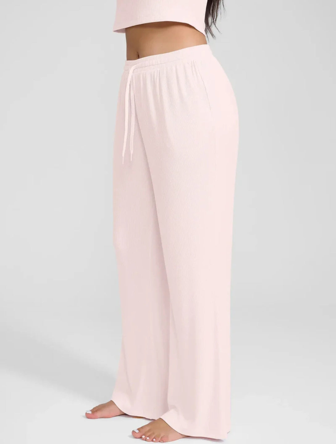 Wide Leg Ribbed Lounge Pants - HeyShape