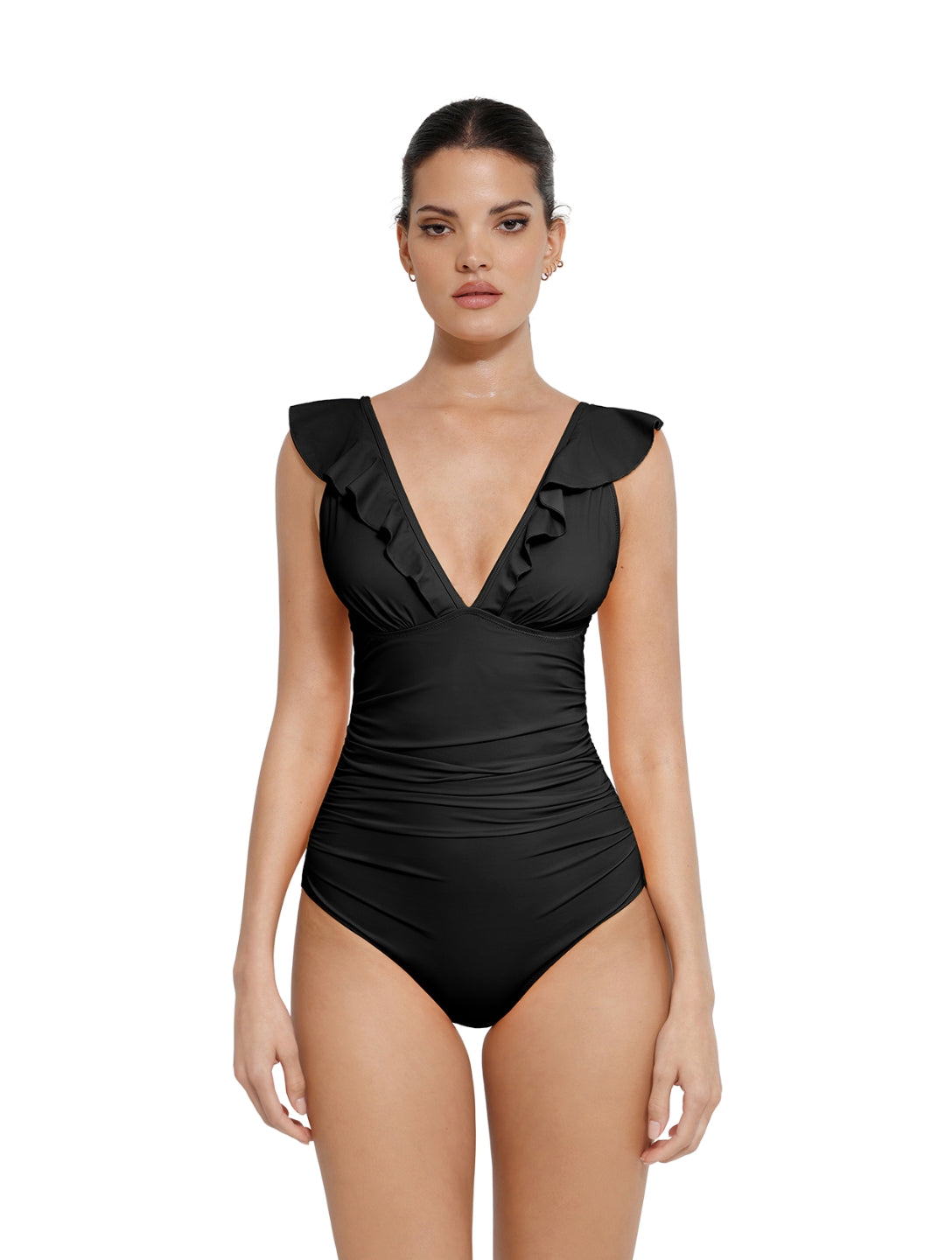 Shapewear Ruffle V-Neck Swimsuit - HeyShape