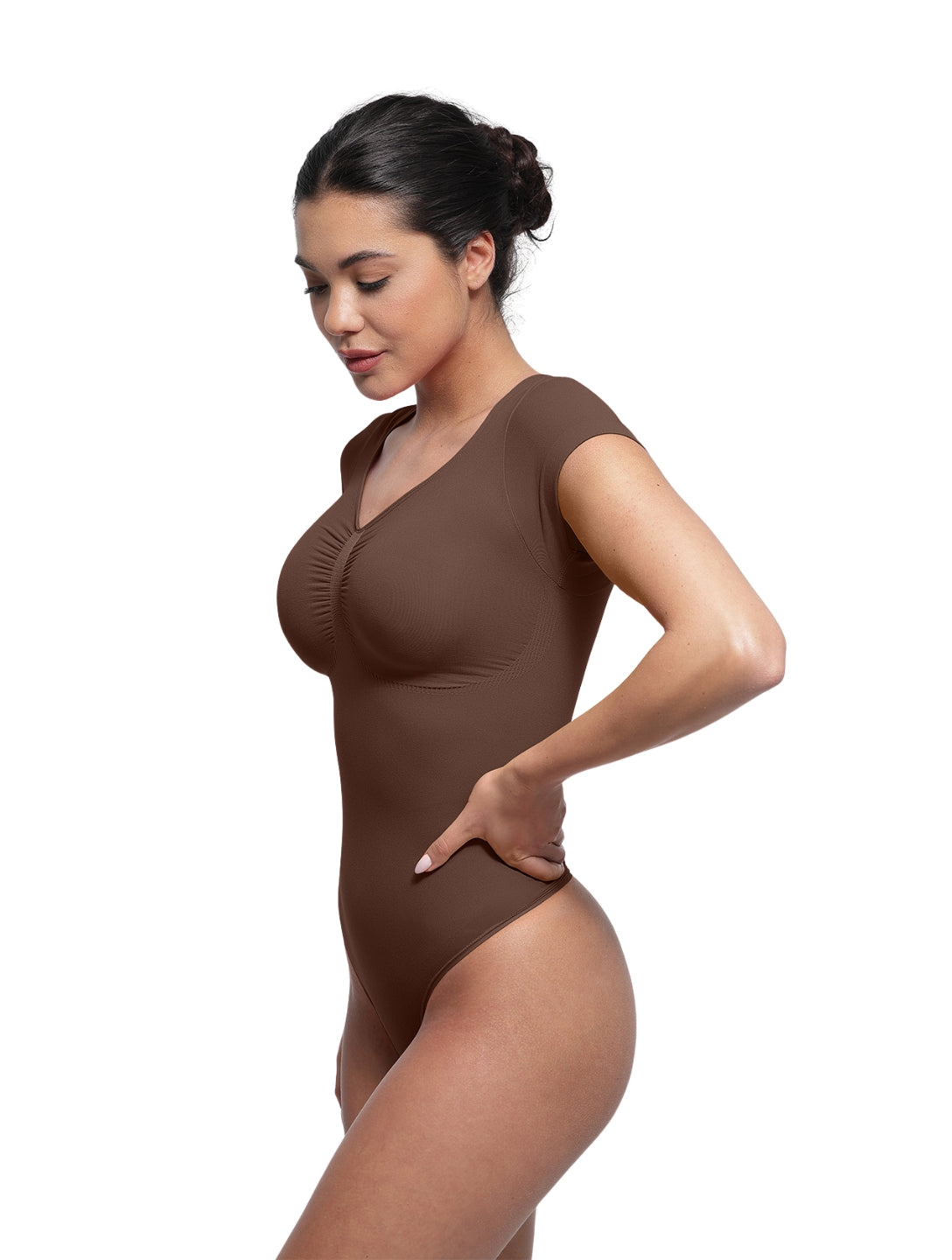 V-Neck Sculpting Tee Bodysuit - HeyShape