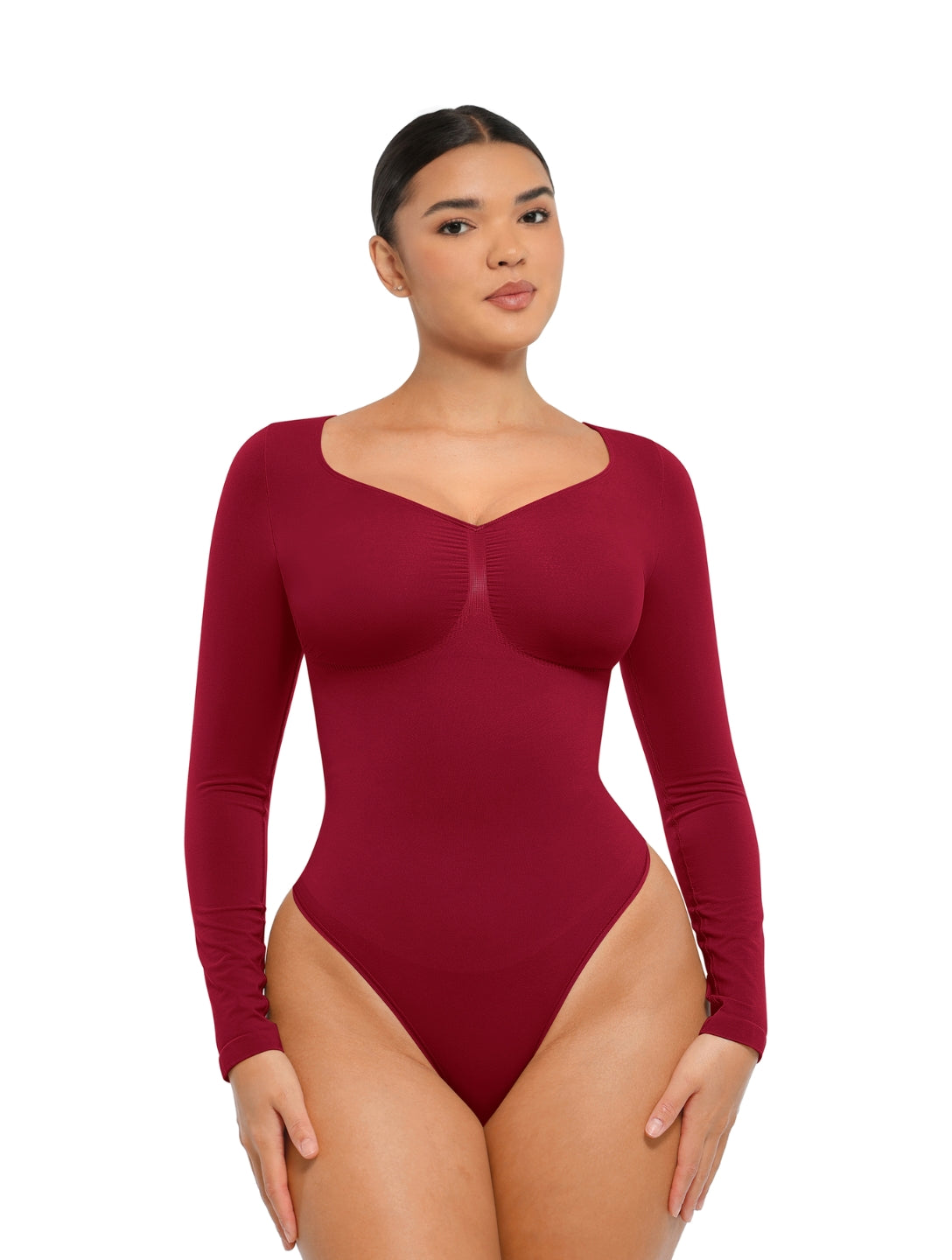 Long Sleeve Ruched Bodysuit - HeyShape