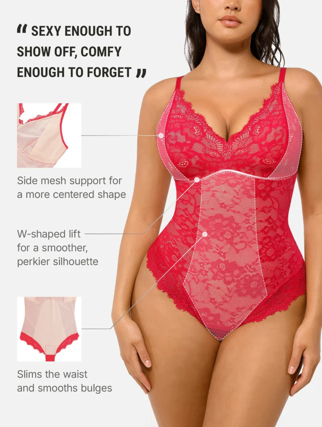 Shapewear Laced Bodysuit - HeyShape