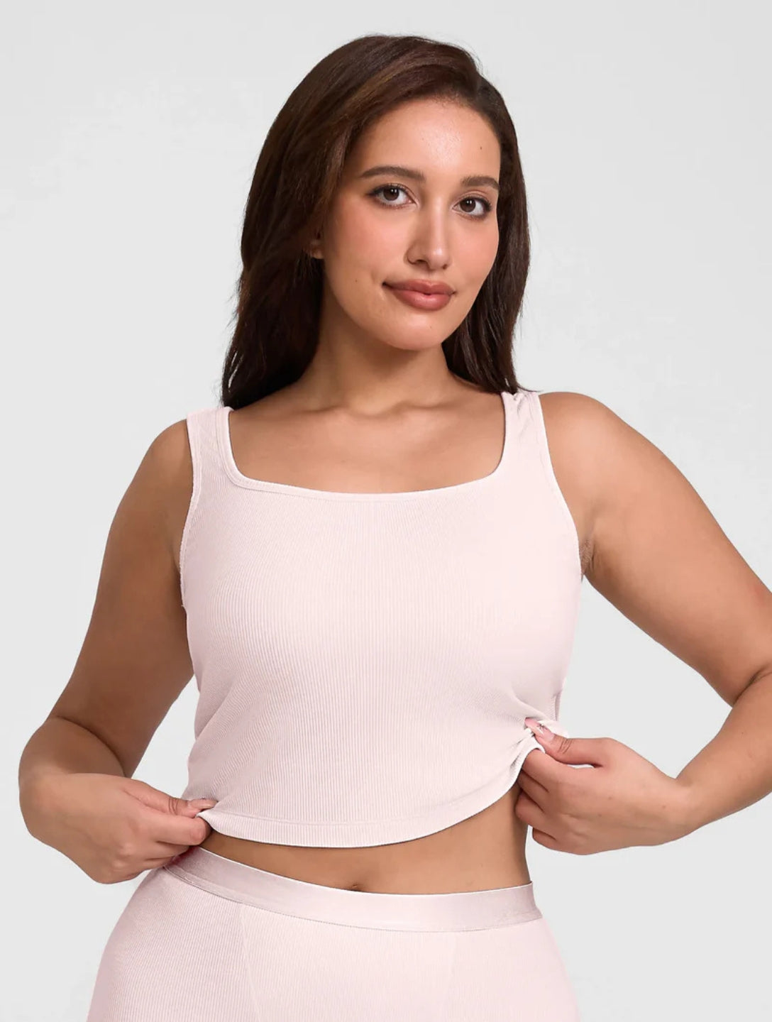 Square Neck Ribbed Tank - HeyShape