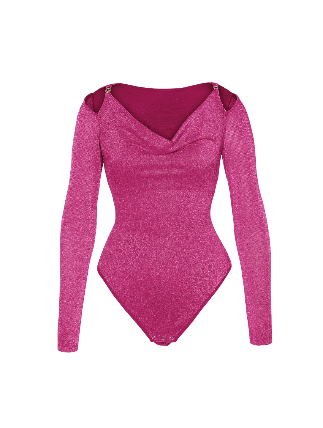 Glitter Long Sleeve Thong Bodysuit - HeyShape