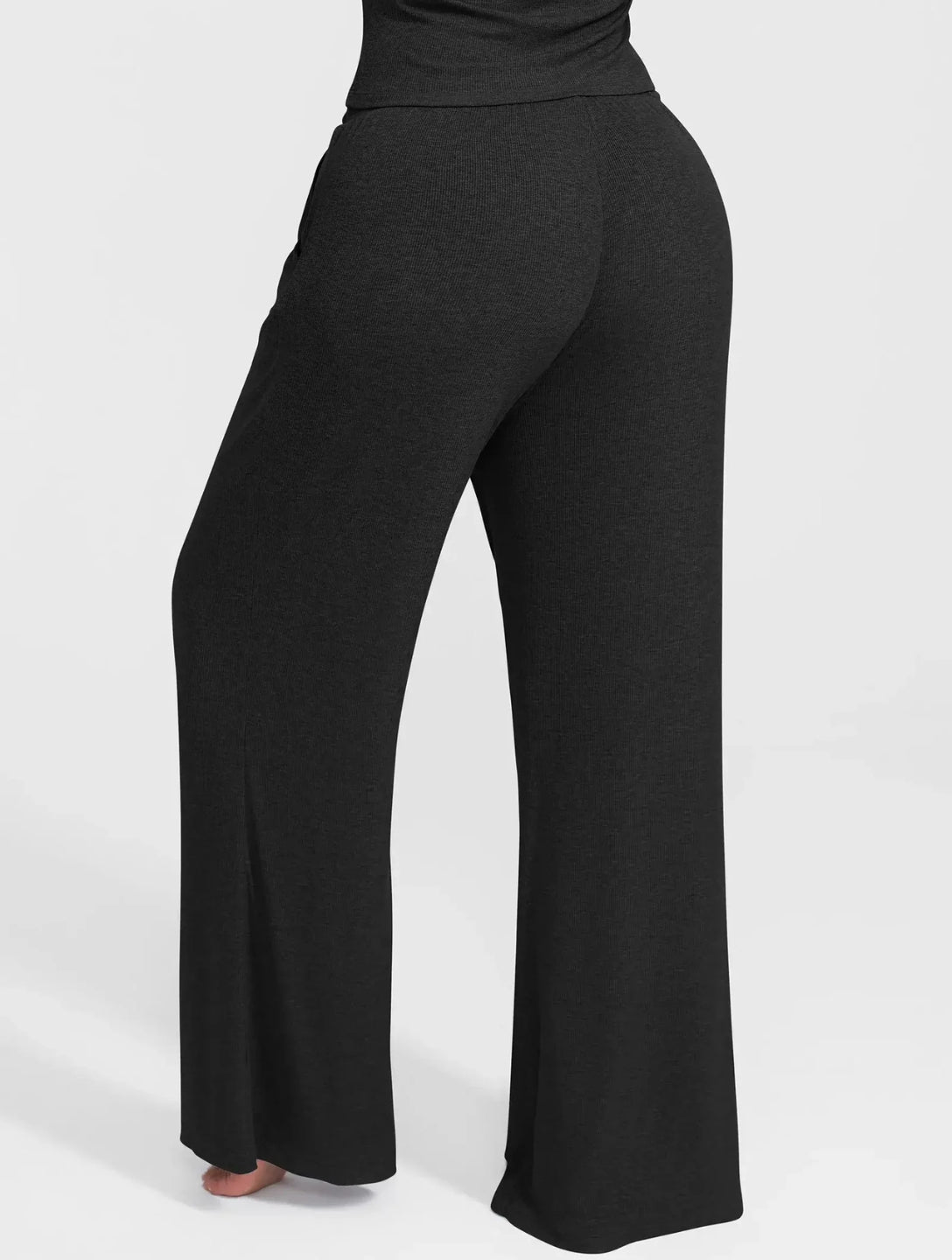 Wide Leg Ribbed Lounge Pants - HeyShape