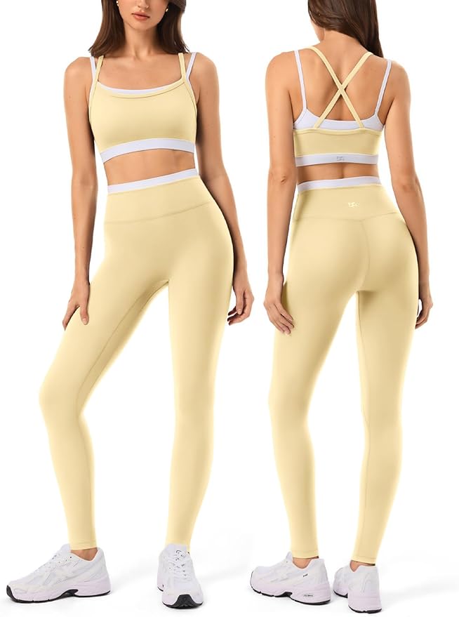High Waisted Seamless Leggings & Double Layer Sports Bra - HeyShape