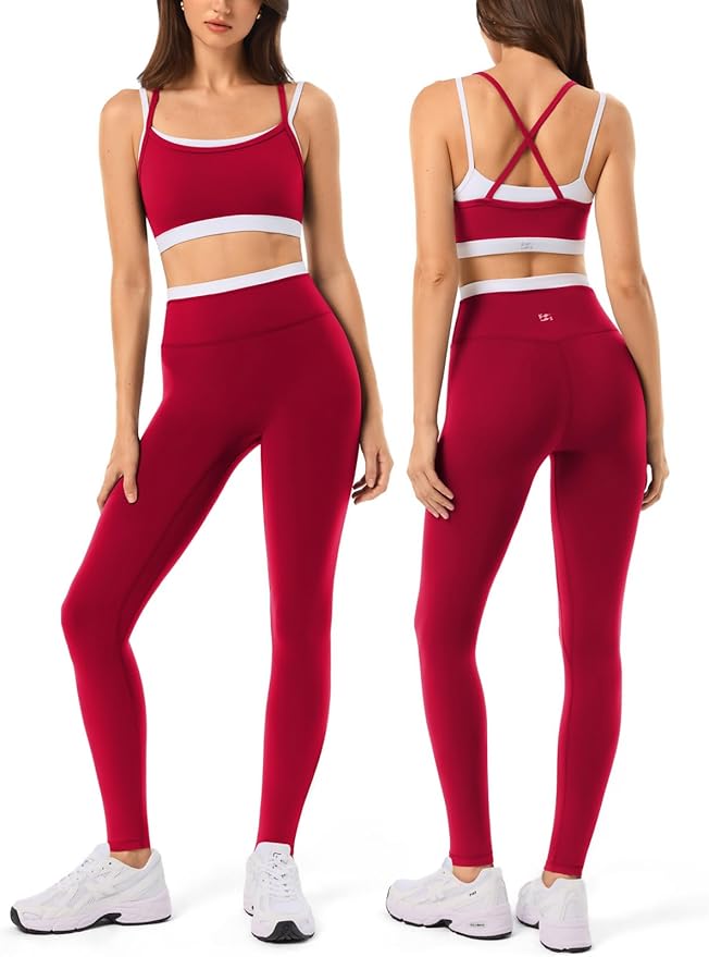 High Waisted Seamless Leggings & Double Layer Sports Bra - HeyShape