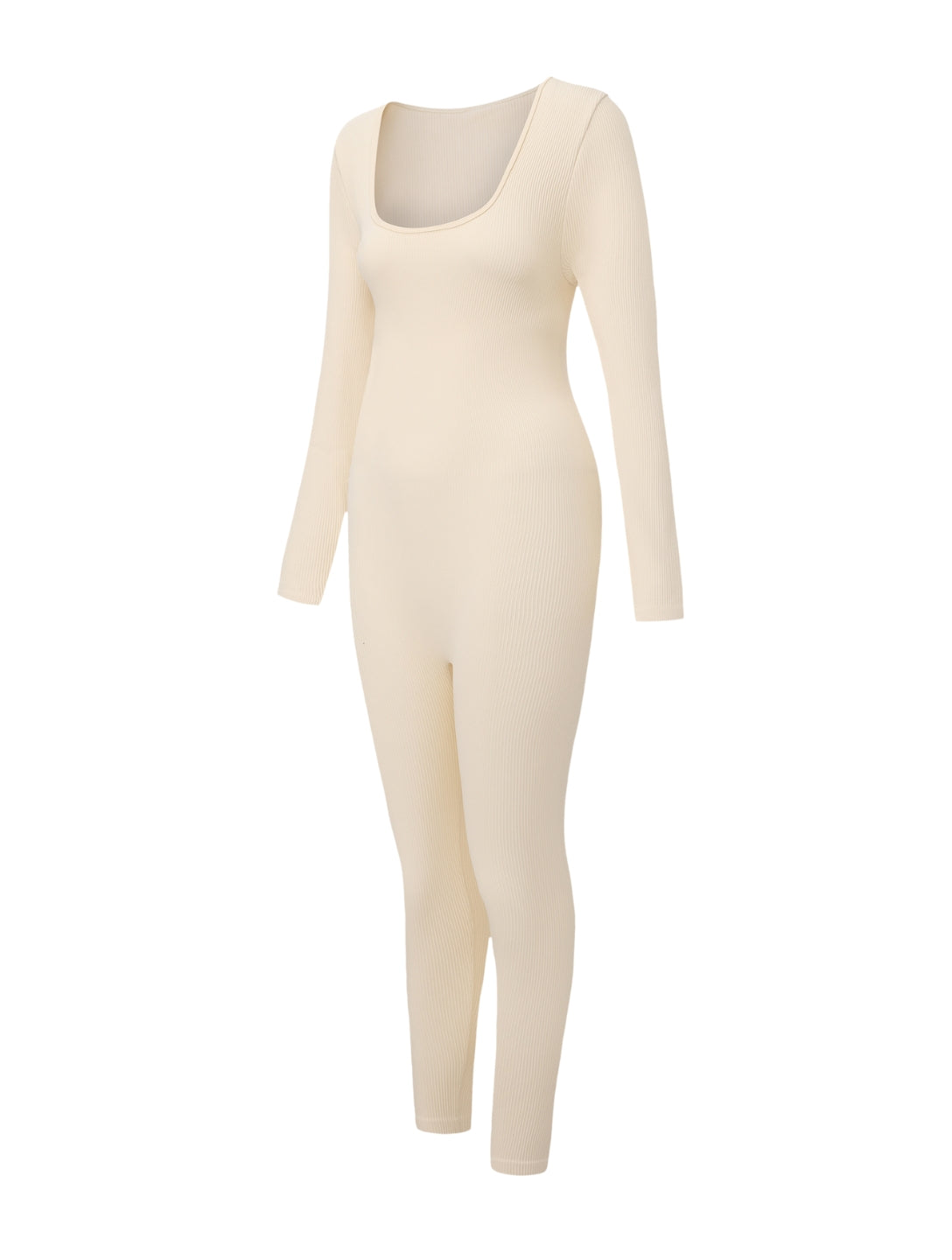 Ribbed Square Neck Jumpsuit - HeyShape