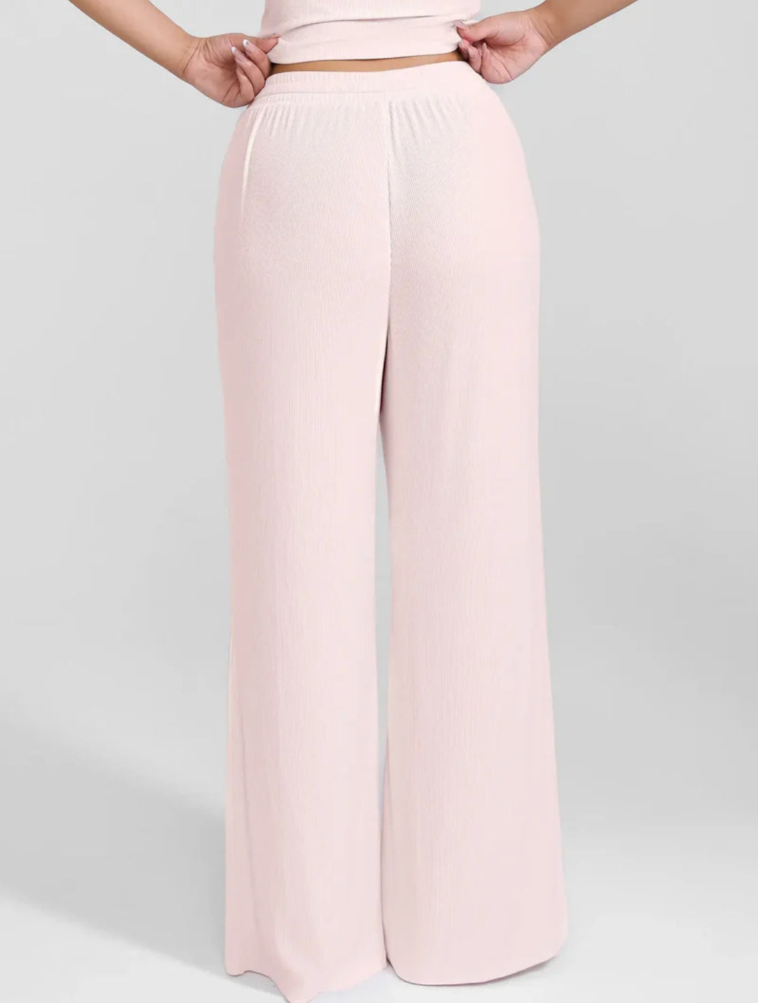 Wide Leg Ribbed Lounge Pants - HeyShape