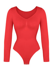 Long Sleeve Ruched Bodysuit - HeyShape
