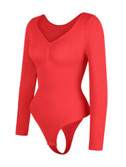 Long Sleeve Ruched Bodysuit - HeyShape