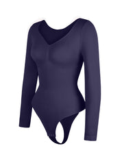 Long Sleeve Ruched Bodysuit - HeyShape