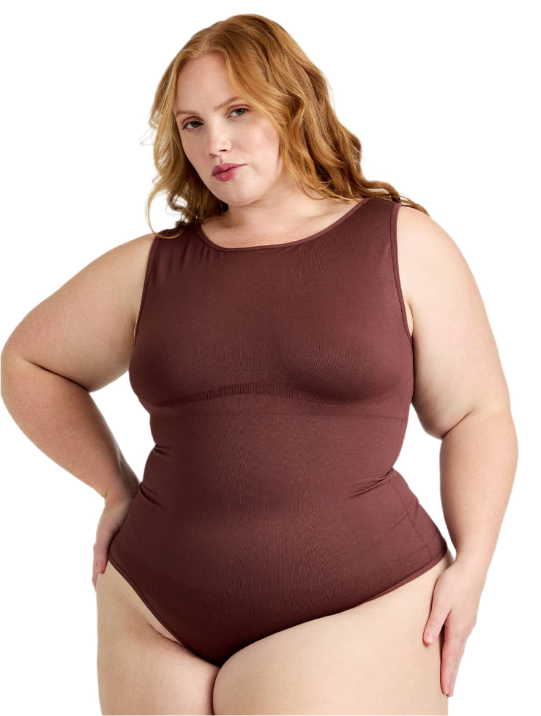 Round Neck Thong Bodysuit - HeyShape