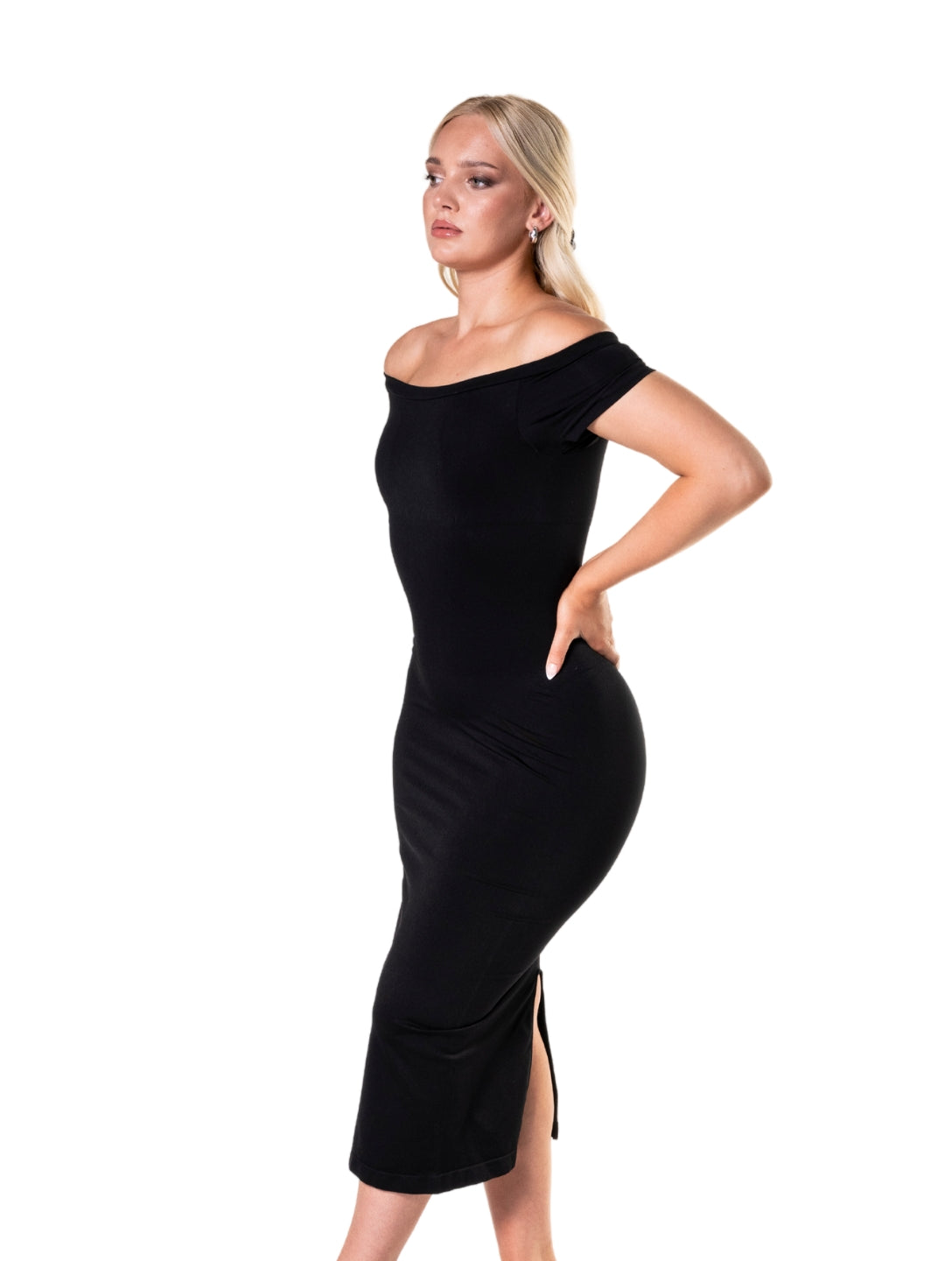 Off-Shoulder Shapewear Split Dress - HeyShape
