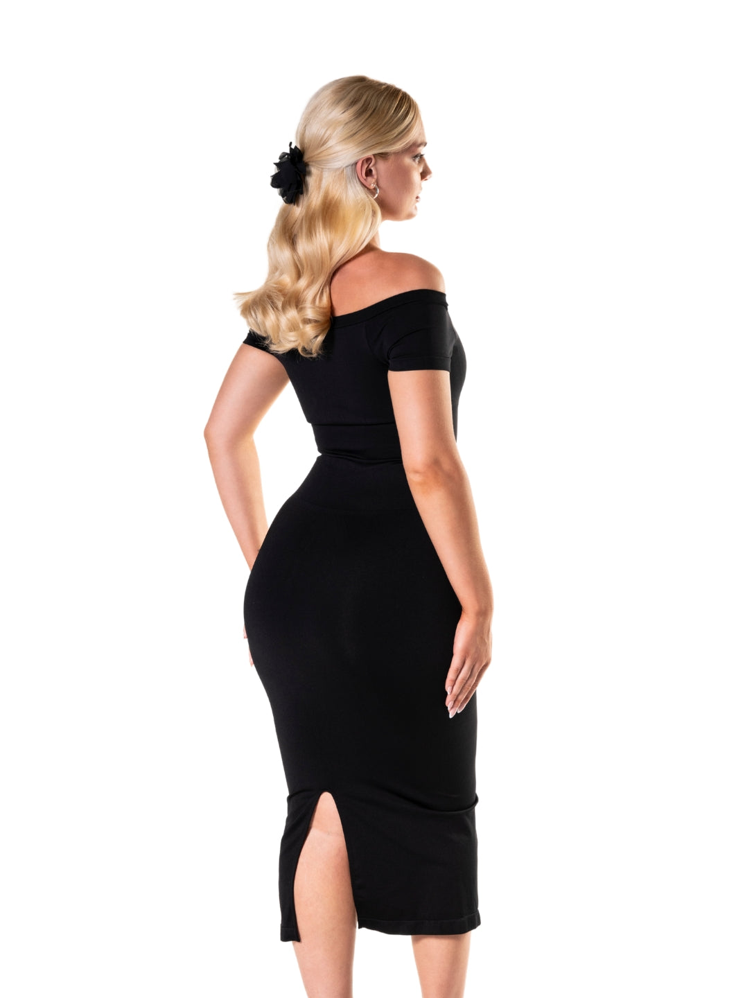 Off-Shoulder Shapewear Split Dress - HeyShape