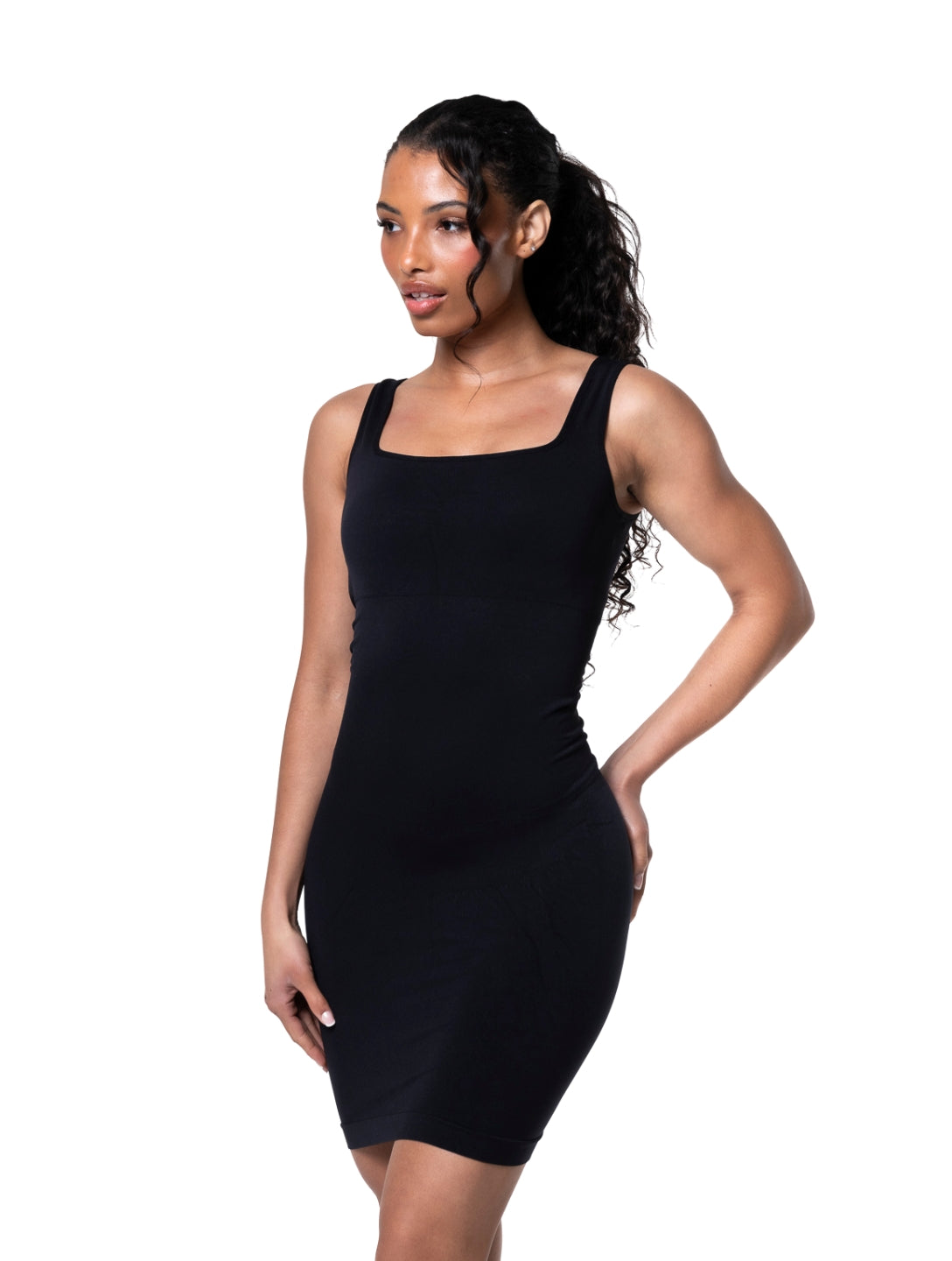 Square-Neck Seamless Mini Dress - HeyShape
