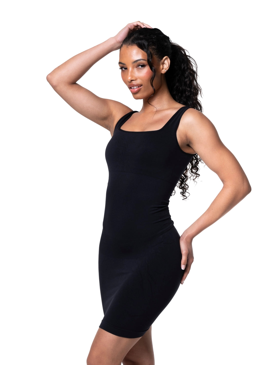 Square-Neck Seamless Mini Dress - HeyShape
